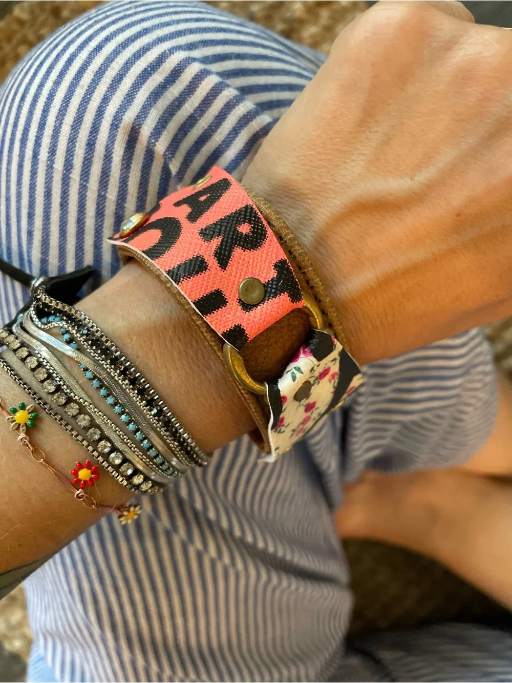 L.A.M.B. Bracelet upcycled from two vintage lamb by Gwen Stefani bags